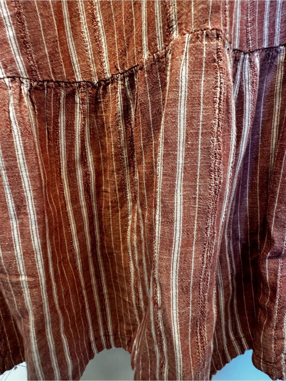 Old Navy Rust Striped Linen Blend Maxi Dress Medium Boho Cottagecore Summer - Picture 12 of 14
